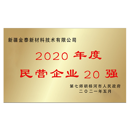 金泰新材料2020年民營企業(yè)20強(qiáng)